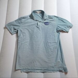 Holderness and Bourne Men's Golf Polo Shirt Sz L Green White Striped